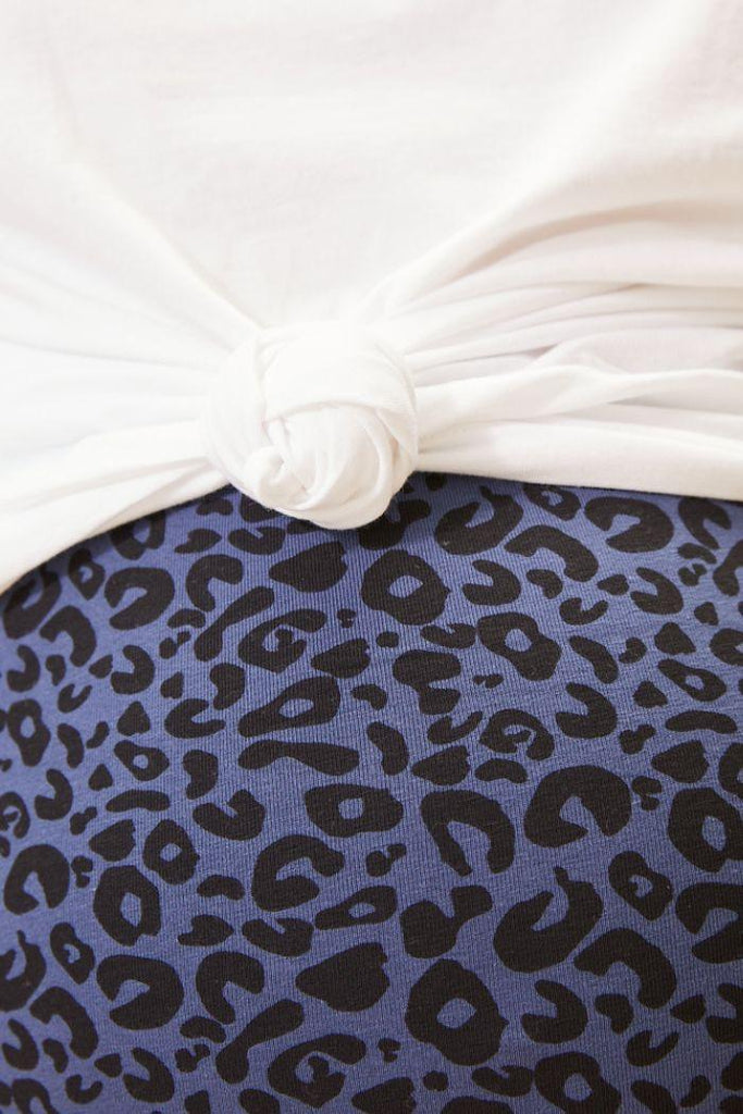 Legging de grossesse en coton bio léopard - Bleu - Mummy Nantes