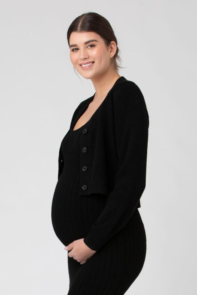 Cardigan Grossesse Crop Top - Noir - Mummy Nantes