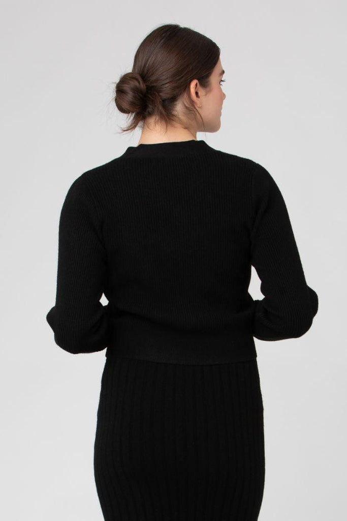 Cardigan Grossesse Crop Top - Noir - Mummy Nantes
