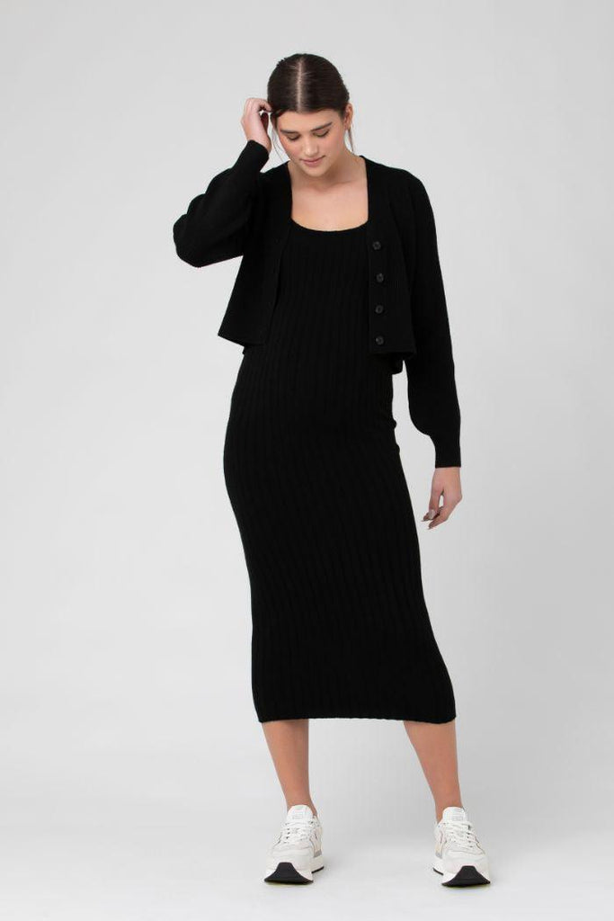 Cardigan Grossesse Crop Top - Noir - Mummy Nantes