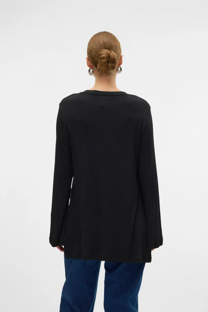 Tunique de maternité noire vue de dos, coupe droite et confortable – MUMMY Nantes