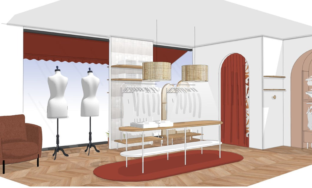 croquis architecte de la boutique mummy de Nantes