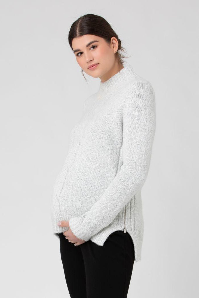 Pull Grossesse et Allaitement Torsadé - Neige - Mummy Nantes