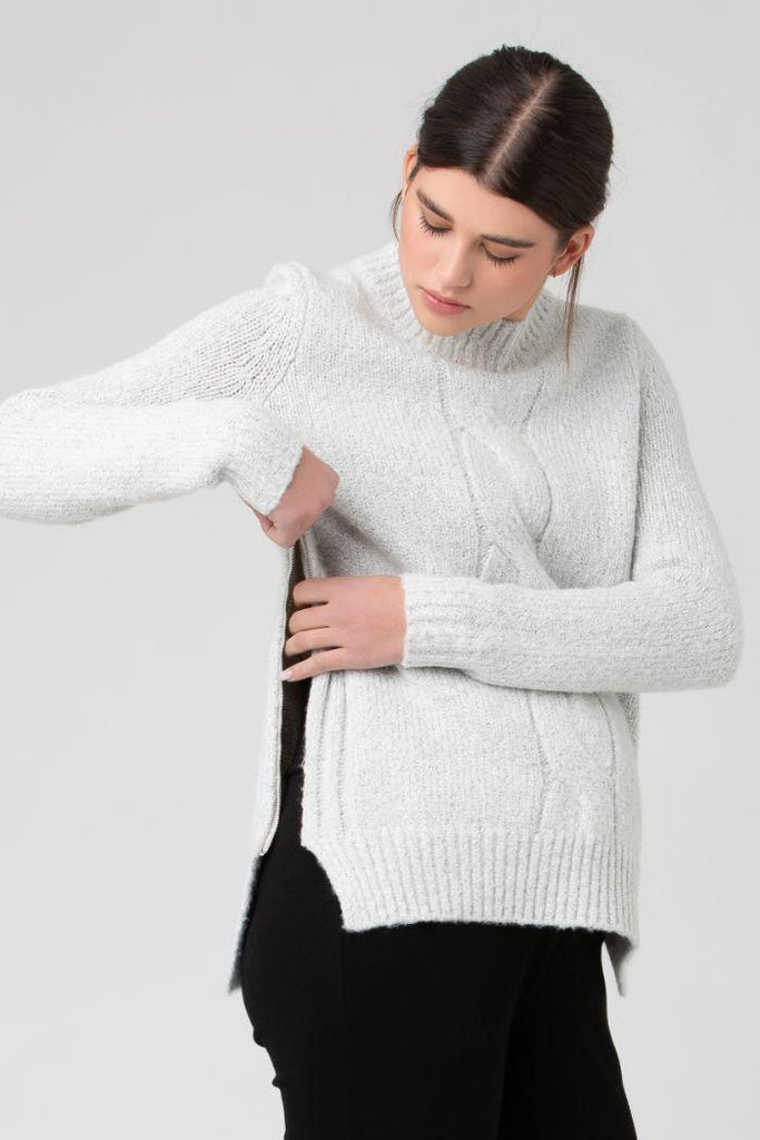 Pull Grossesse et Allaitement Torsadé - Neige - Mummy Nantes