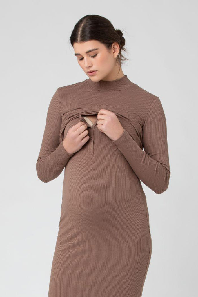 Robe Grossesse et Allaitement 2 pièces Ruby - Moka - Mummy Nantes
