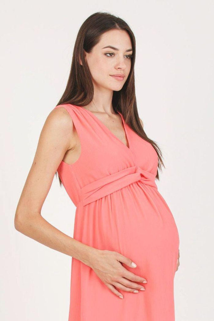 Robe Longue de Grossesse Cléo - Maxi Coral - Mummy Nantes