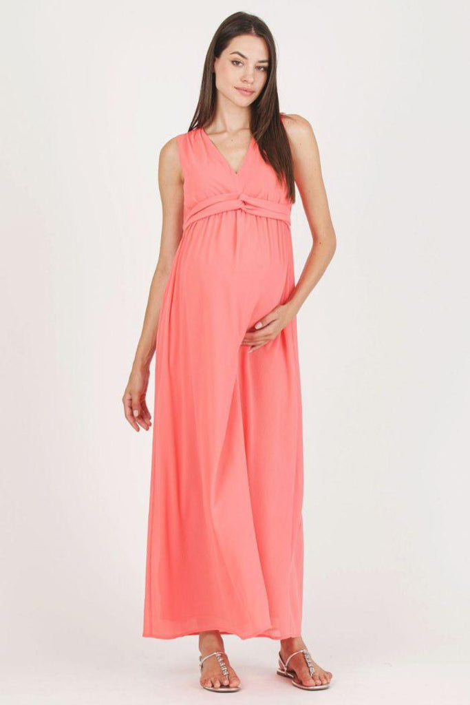 Robe Longue de Grossesse Cléo - Maxi Coral - Mummy Nantes