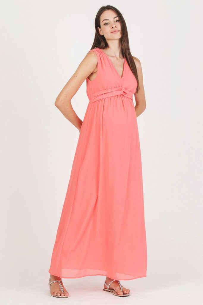 Robe Longue de Grossesse Cléo - Maxi Coral - Mummy Nantes
