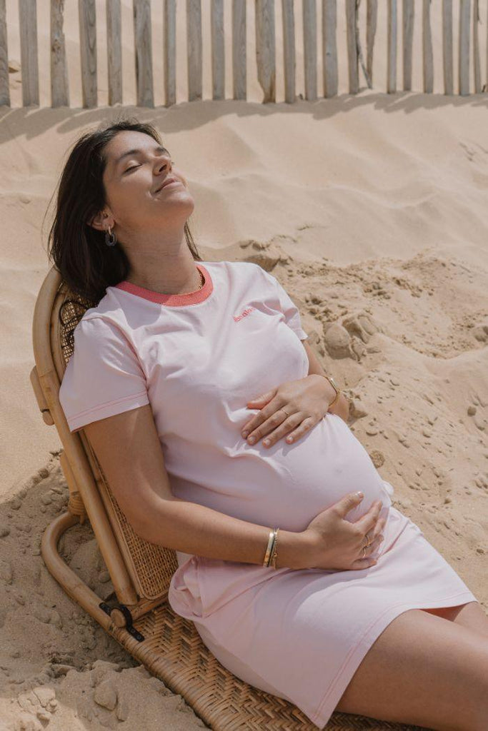 Robe t-shirt de grossesse - Col rose - Mummy Nantes