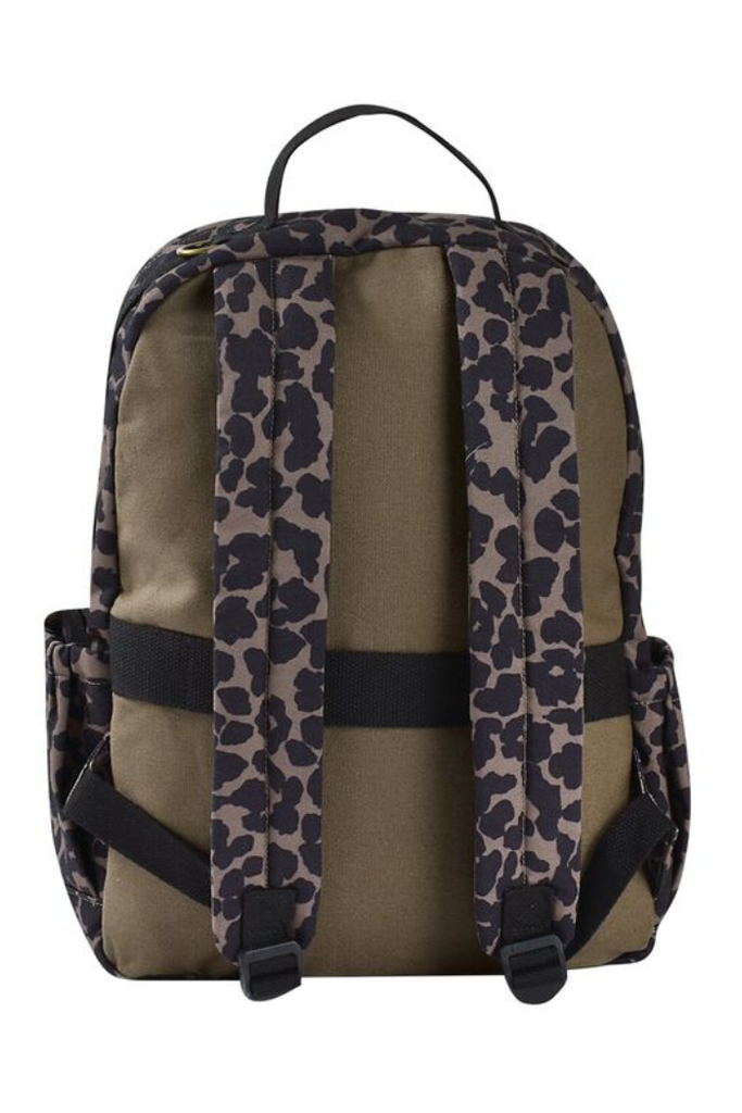 Vue arrière du sac à dos Béaba léopard avec bretelles réglables – MUMMY Nantes