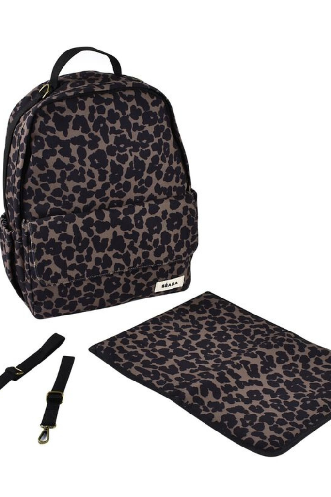 Sac à langer Béaba léopard avec accessoires, dont tapis à langer assorti – MUMMY Nantes