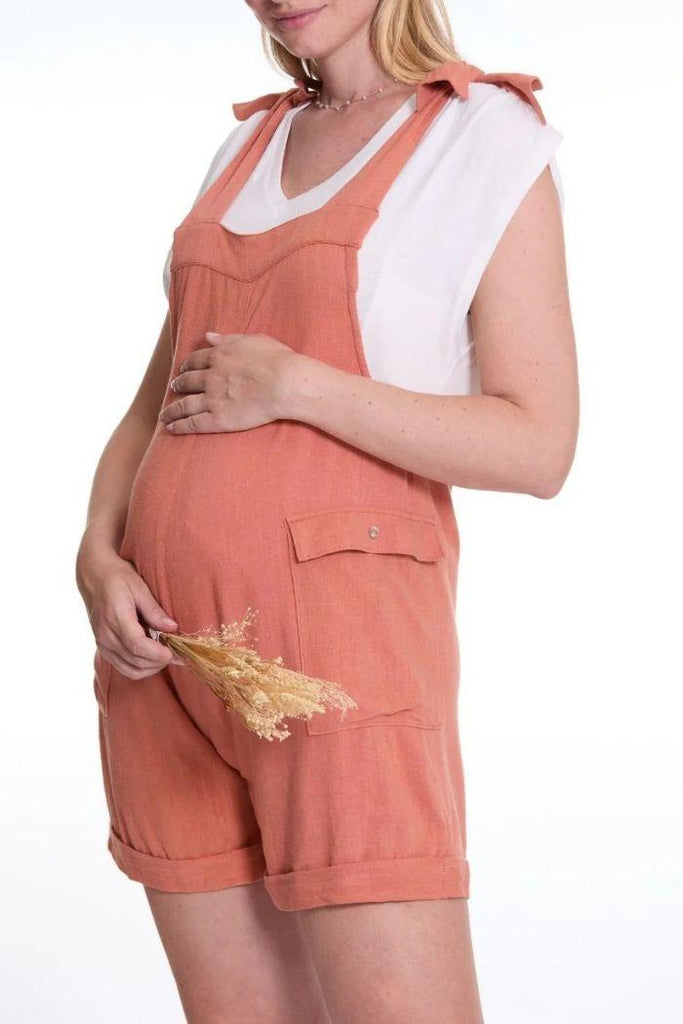 Salopette Short de Grossesse - Eloise Abricot - Mummy Nantes