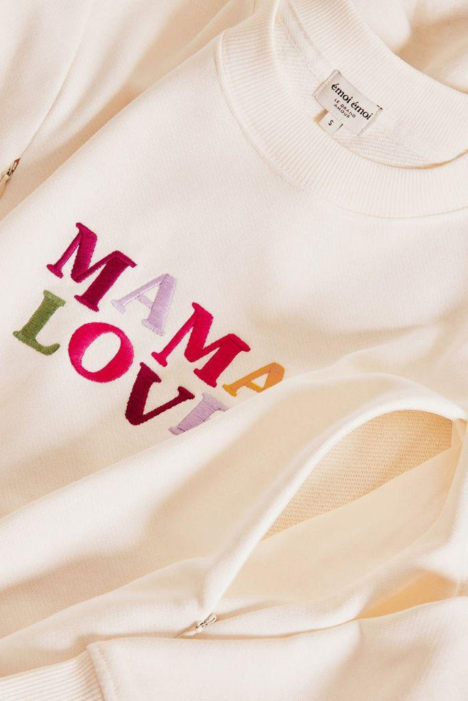 Sweat Allaitement Club Mama Love - Crème - Mummy Nantes
