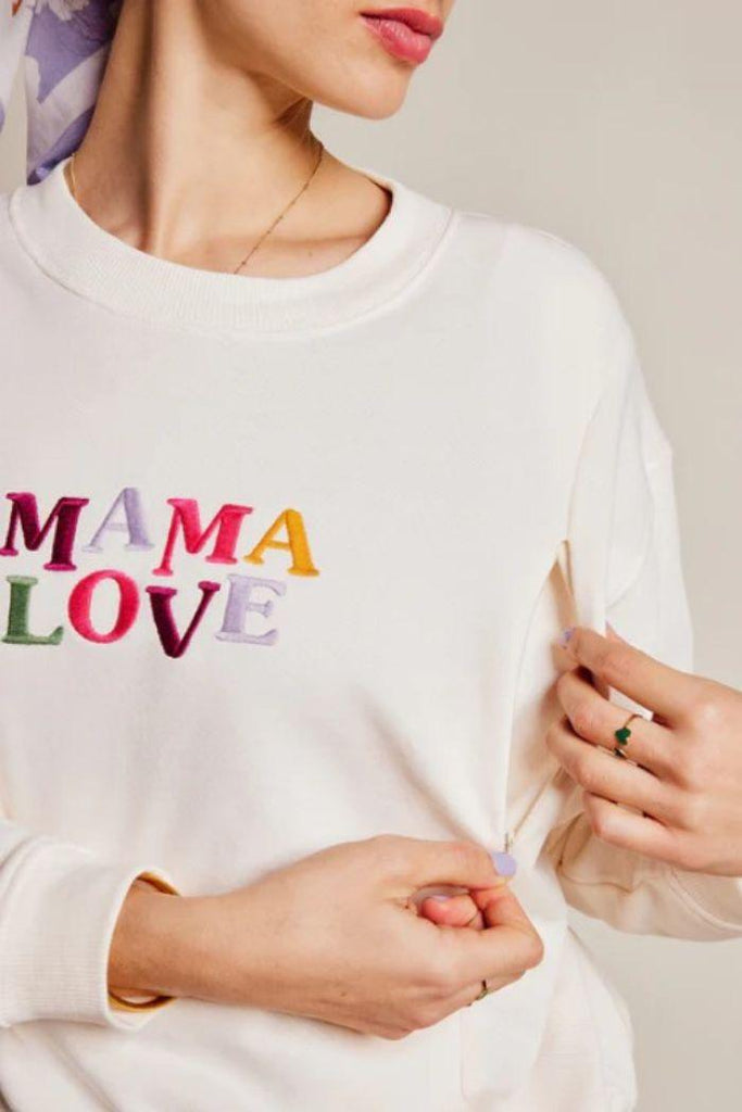 Sweat Allaitement Club Mama Love - Crème - Mummy Nantes