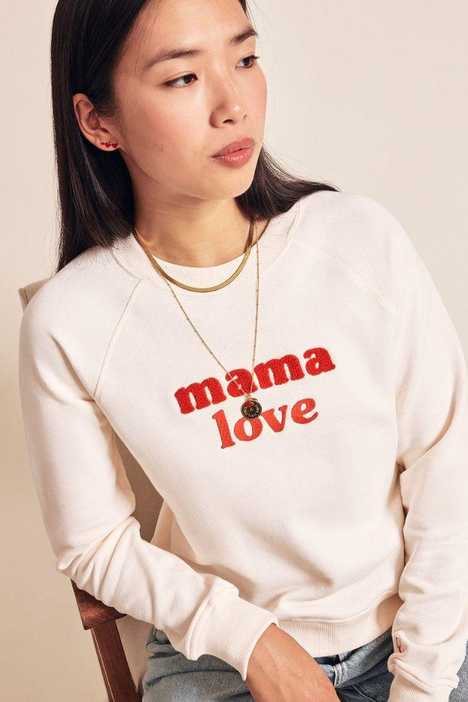 Sweat Mama Love coton bio - Crème et Rouge - Mummy Nantes