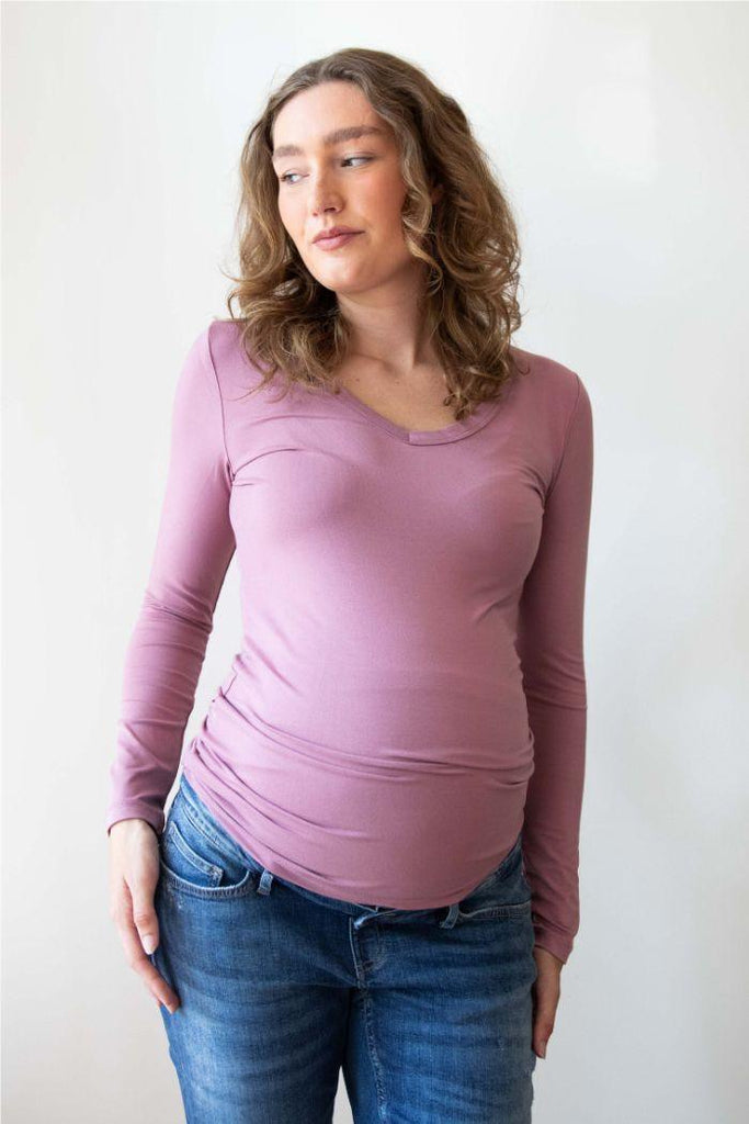 T-shirt Grossesse Manches Longues - Lilas - Mummy Nantes