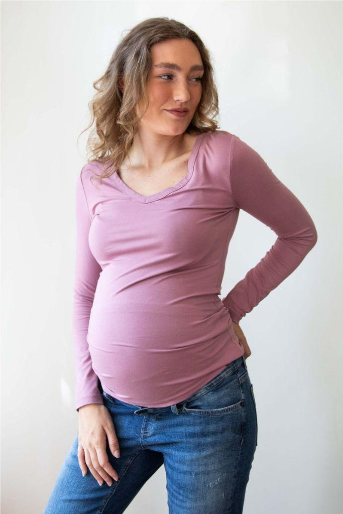 T-shirt Grossesse Manches Longues - Lilas - Mummy Nantes