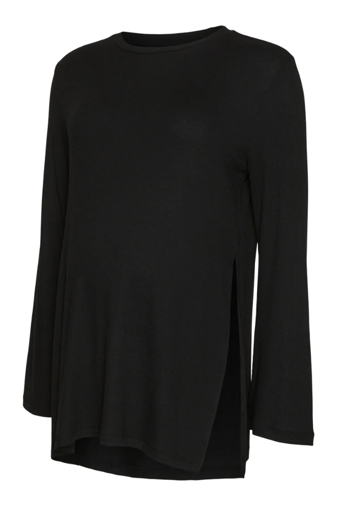 Haut de grossesse noir fluide et extensible, idéal pour le quotidien – MUMMY Nantes