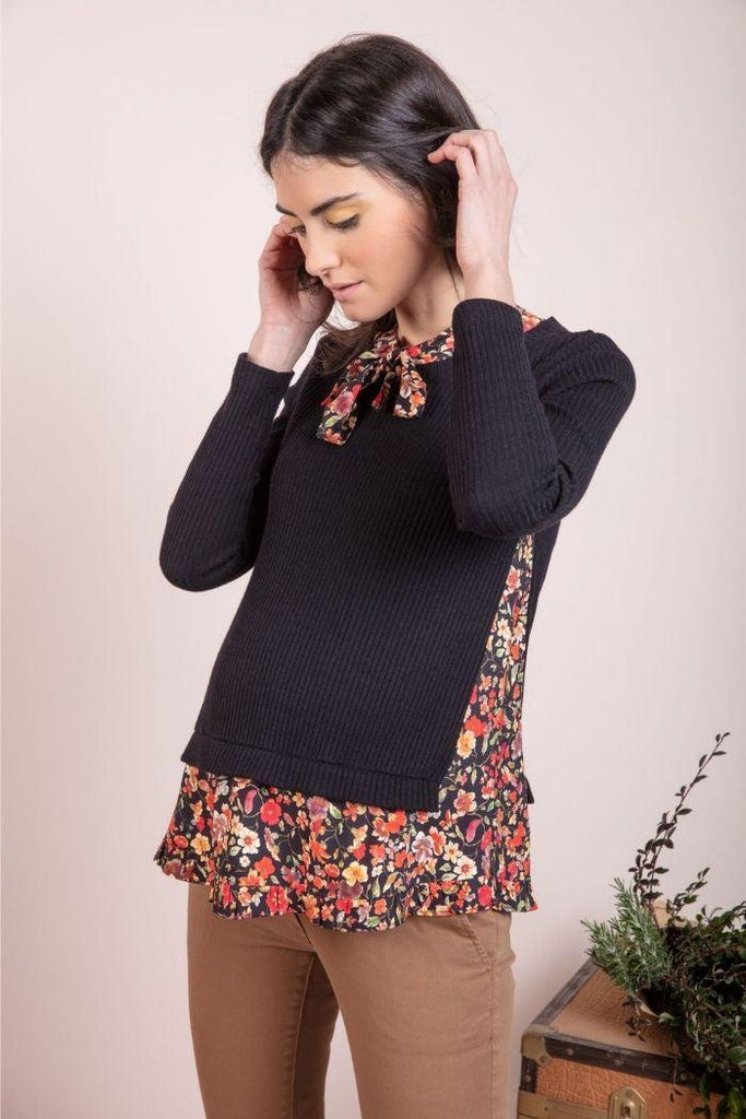 Pull de Maternité avec Faux Chemisier à Imprimé Floral - Mummy Nantes