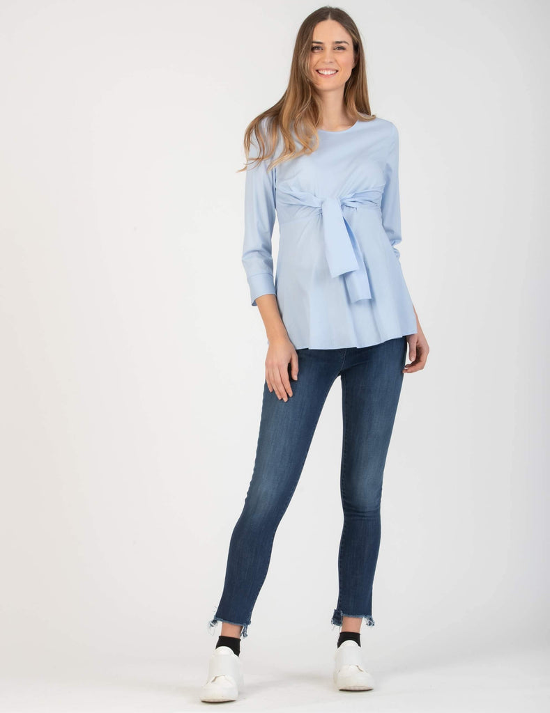 Jeans Skinny de Maternité à ourlets Irrégulier et Frange - Bleu - Mummy Nantes