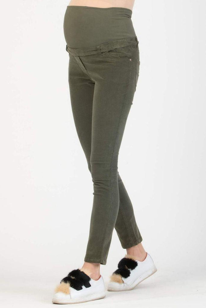 Pantalon de grossesse d'occasion en Velours Kaki - Taille 40 - Mummy Nantes