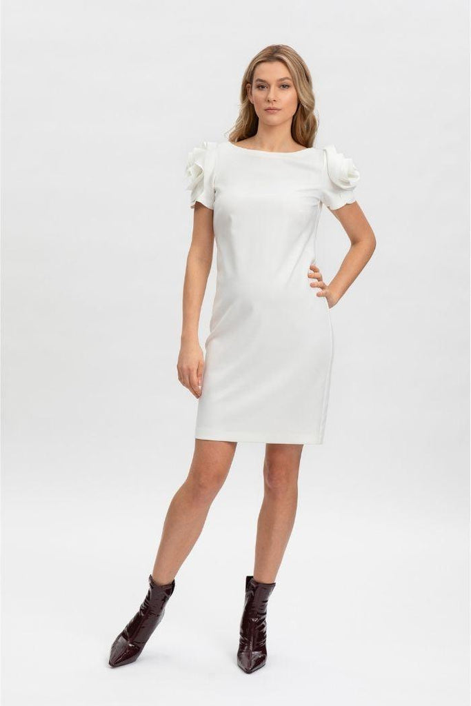 Robe de Grossesse en Point Milan - Blanche - Mummy Nantes