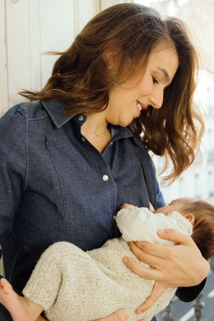Chemise de grossesse et allaitement - Denim - Mummy Nantes