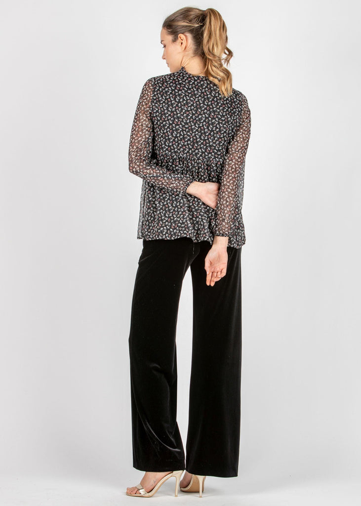 Pantalon de Grossesse Winona en Velours Satiné- Noir - Mummy Nantes