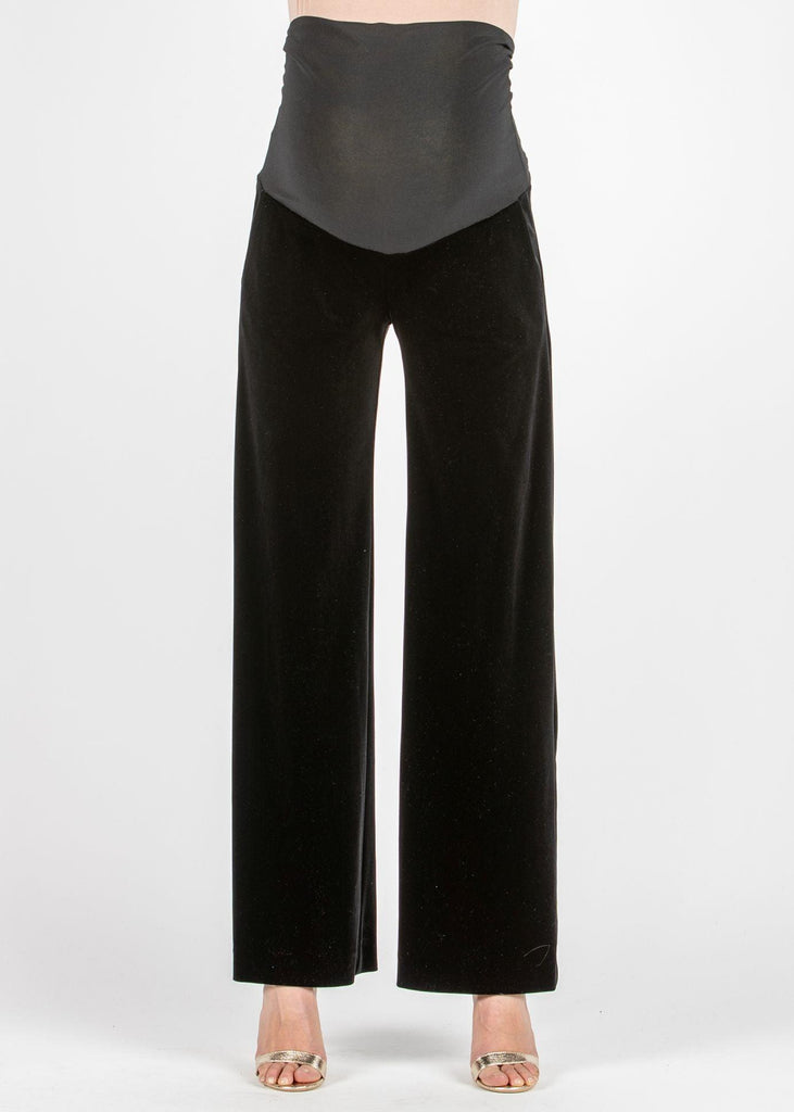 Pantalon de Grossesse Winona en Velours Satiné- Noir - Mummy Nantes