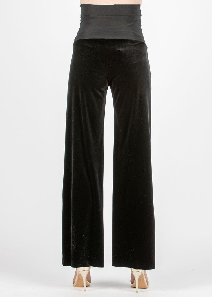 Pantalon de Grossesse Winona en Velours Satiné- Noir - Mummy Nantes