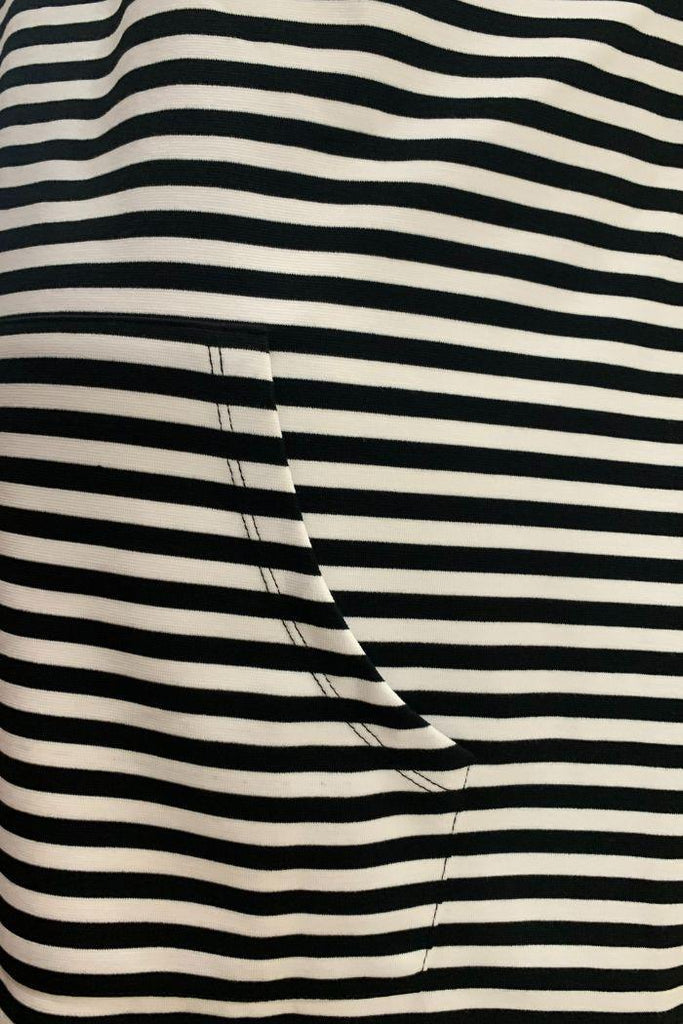 Robe sweat de grossesse sans manche à capuche - Blanc/noir - Mummy Nantes