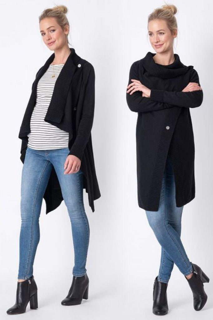 Cardigan Grossesse en Coton et Cachemire - Noir ou Gris Perle - Mummy Nantes