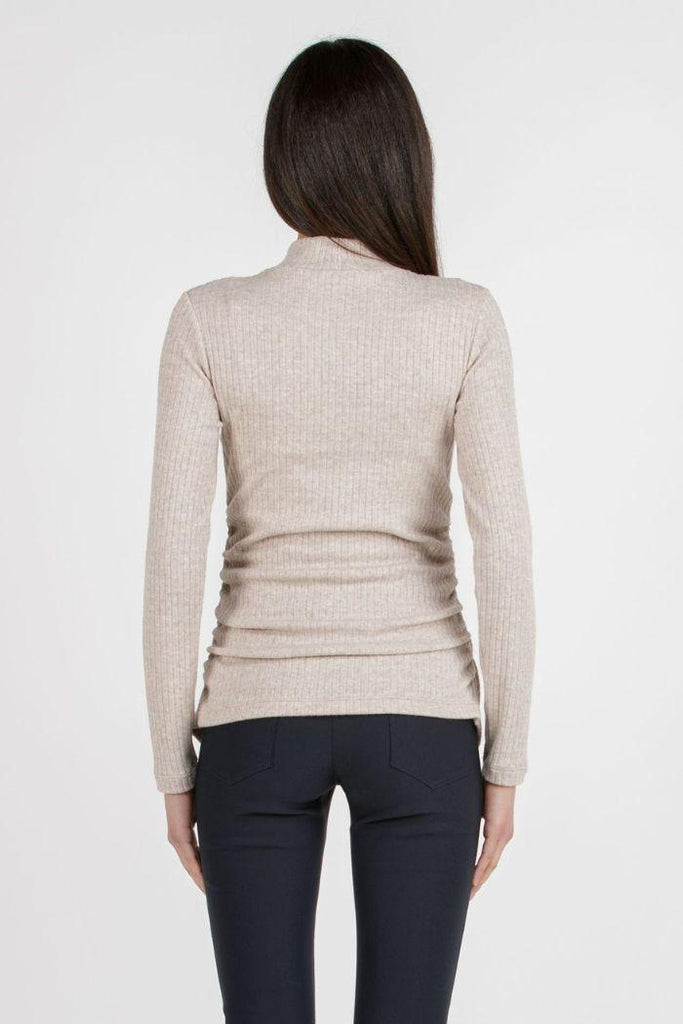 Pull de Grossesse à col roulé côtelé - Ecru - Mummy Nantes