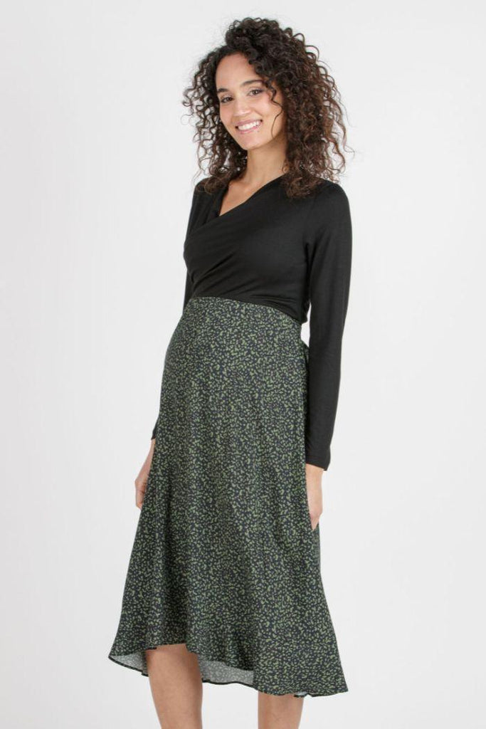 Robe midi de Grossesse et Allaitement - Olive - Mummy Nantes