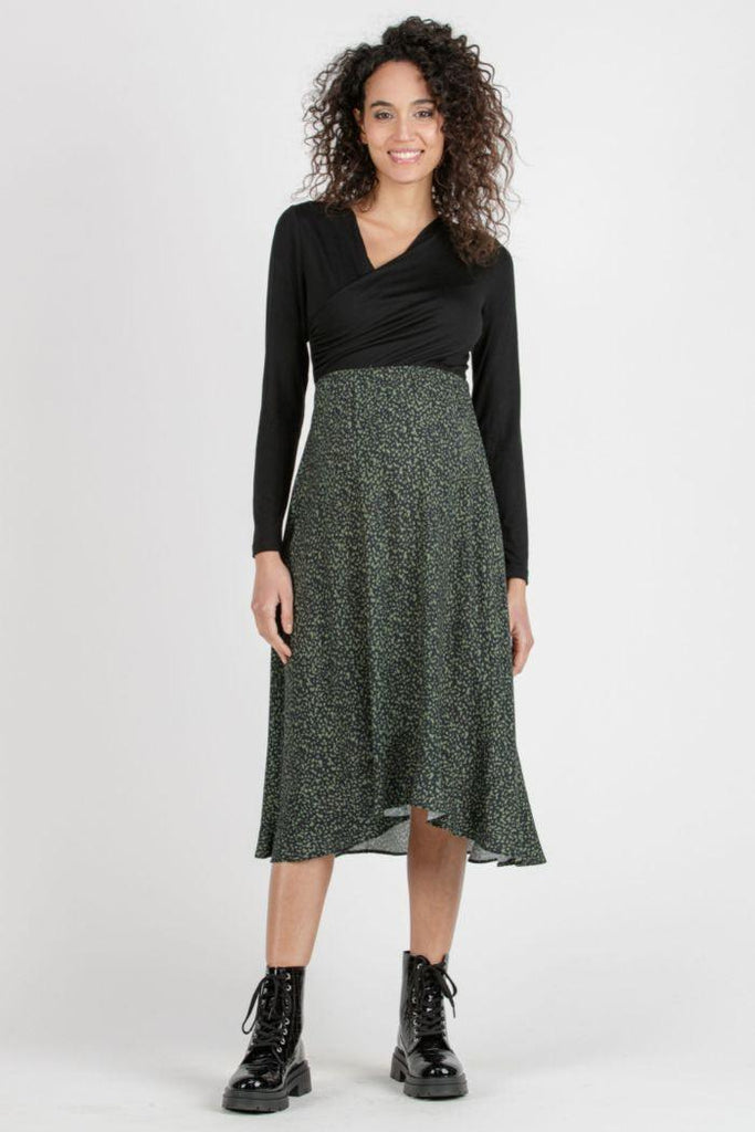 Robe midi de Grossesse et Allaitement - Olive - Mummy Nantes
