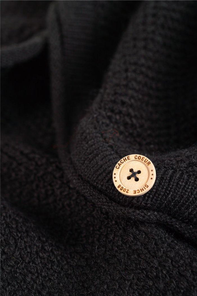 Cardigan de grossesse en maille Abelha - Noir - Mummy Nantes