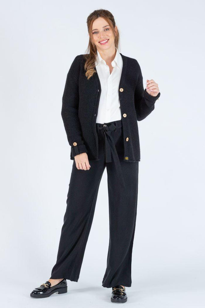 Cardigan de grossesse en maille Abelha - Noir - Mummy Nantes