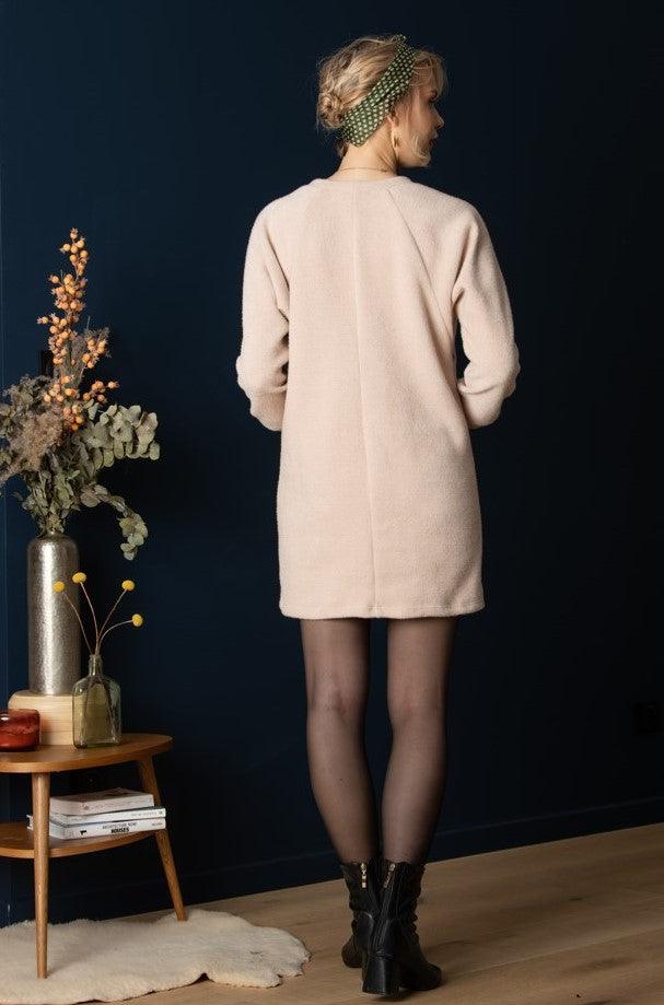 Robe sweat de grossesse et allaitement - Rose poudré - Mummy Nantes