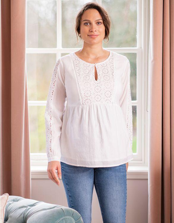 Blouse Grossesse et Allaitement en Coton - Blanc - Mummy Nantes