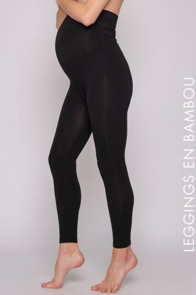 Legging de Grossesse Taille Haute en Bambou - Noir - Mummy Nantes