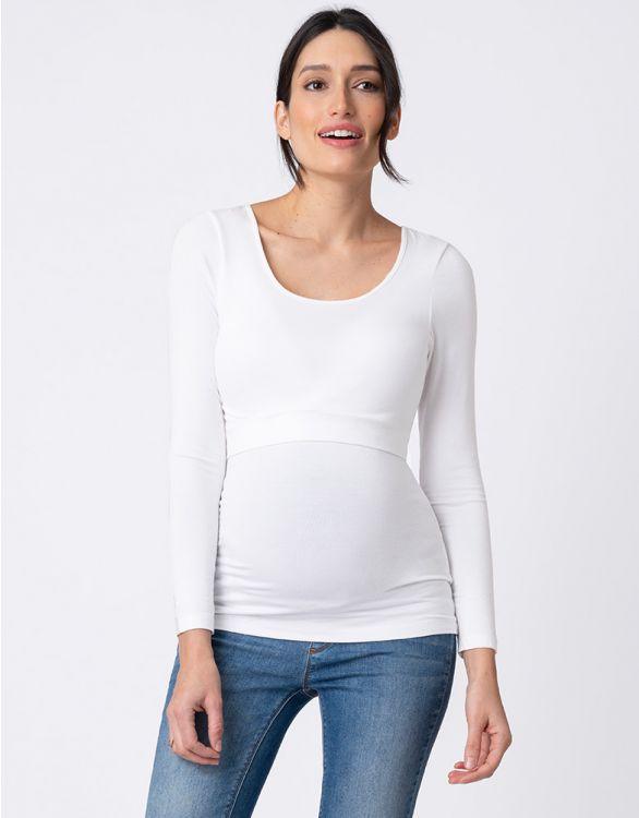 Lot de 2 T-Shirt Manches Longues Grossesse et Allaitement - Noir/Blanc - Mummy Nantes