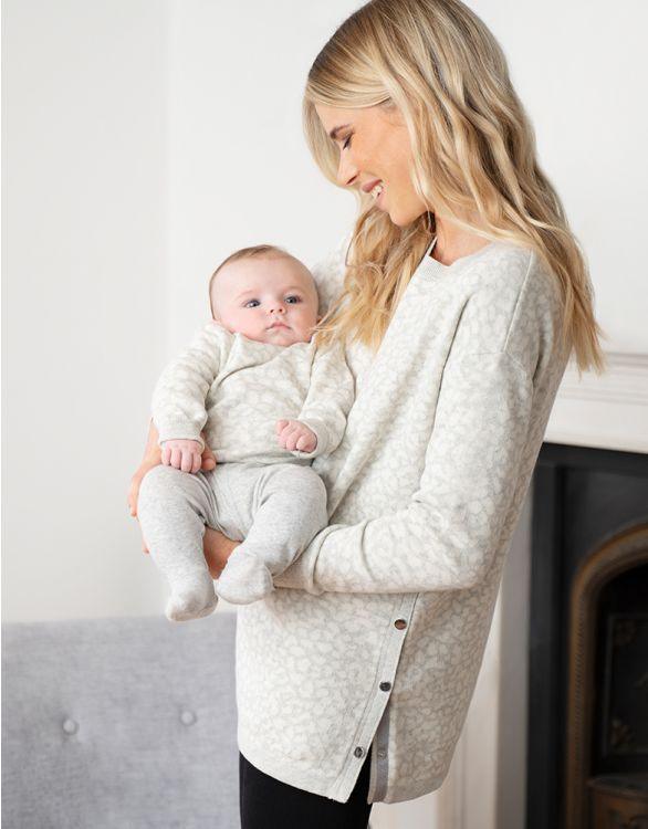 Pulls Mama et Mini en Coton Imprimé Animale - Gris - Mummy Nantes