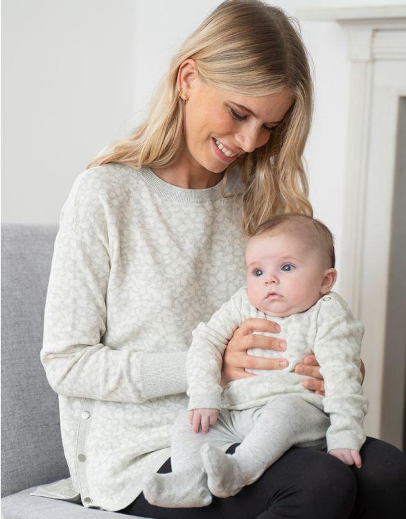 Pulls Mama et Mini en Coton Imprimé Animale - Gris - Mummy Nantes