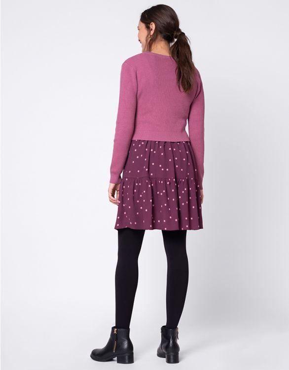 Robe de Grossesse et Allaitement à Pois - Prune - Mummy Nantes
