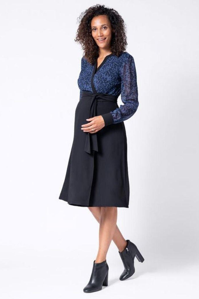 Robe Portefeuille Grossesse et Allaitement - Bleu/Noir - Mummy Nantes