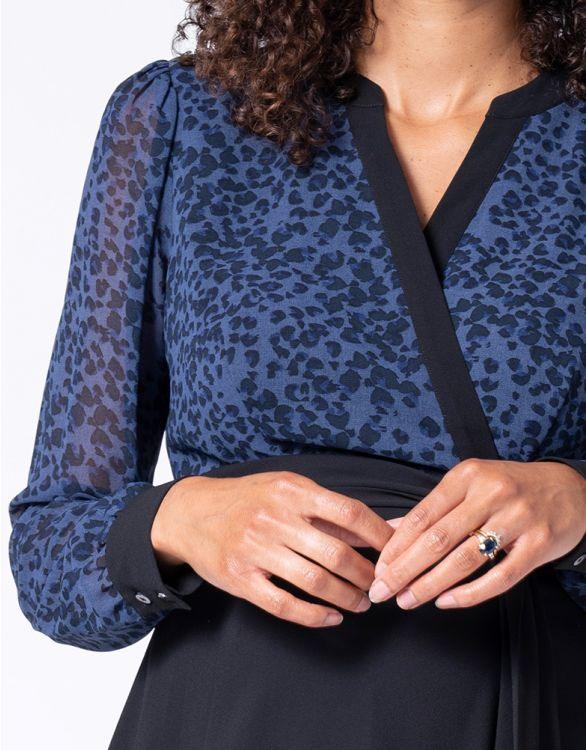 Robe Portefeuille Grossesse et Allaitement - Bleu/Noir - Mummy Nantes