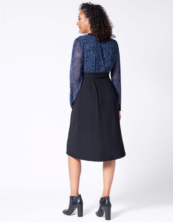 Robe Portefeuille Grossesse et Allaitement - Bleu/Noir - Mummy Nantes