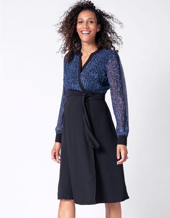 Robe Portefeuille Grossesse et Allaitement - Bleu/Noir - Mummy Nantes