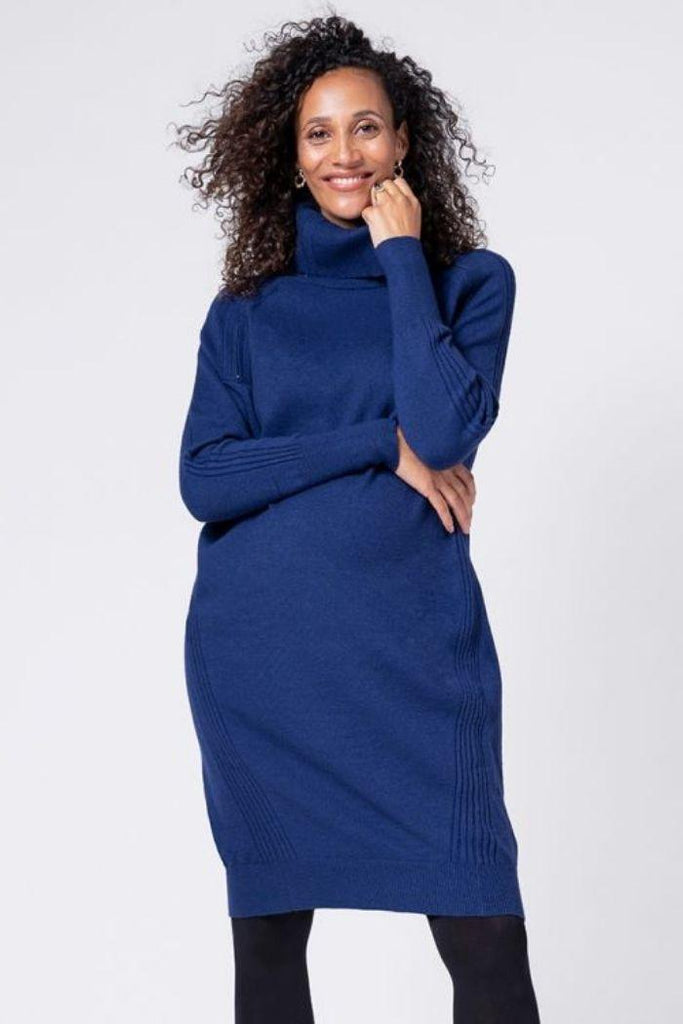 Robe Grossesse et Allaitement en Maille - Bleu Marine - Mummy Nantes