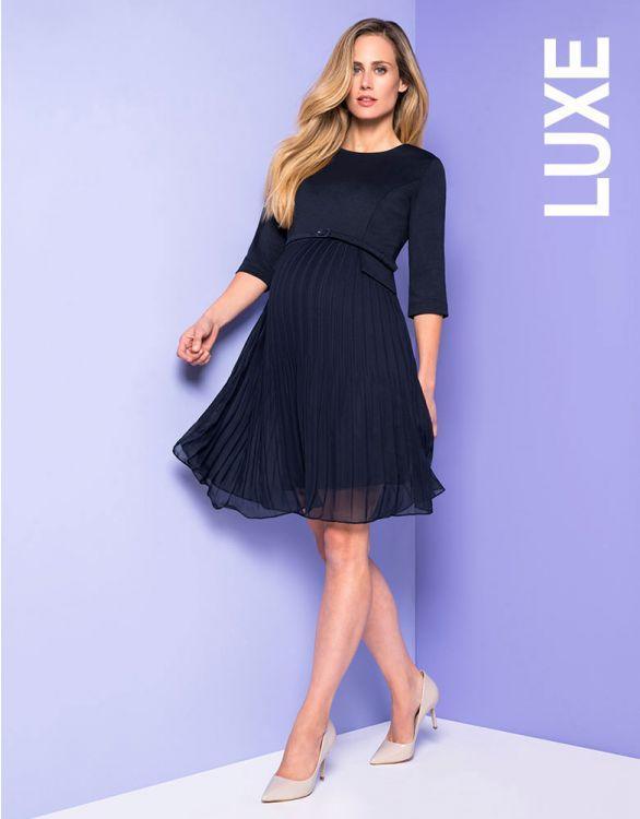 Robe de Grossesse Sophia Plissée- Bleu marine - Mummy Nantes